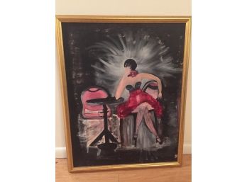 Beautifully Done Woman At A Club Scene Signed And Framed