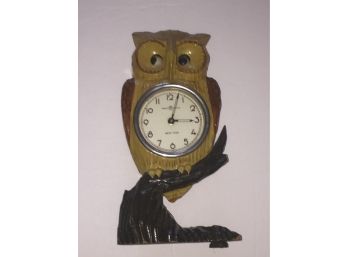 Great 1960s Meiko Tokei Wooden  Owl Clock