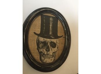 Skeleton In A Top Hat Over Burlap