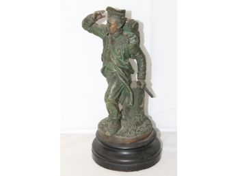 Antique MILITARY Franco Prussian War LA RETOUR Soldier Statue With Bronze Finish