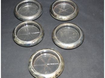 5 Frank M. Whiting  Sterling Silver & Glass Coasters