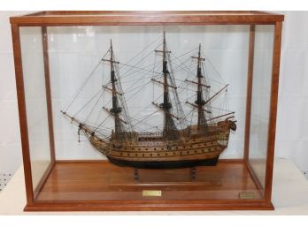 Large Handsome British Man Of War 18th Century 3rd Rate Ship Of The Line