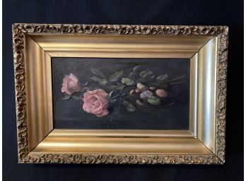 Two Pink Roses Canvas Oil Painting