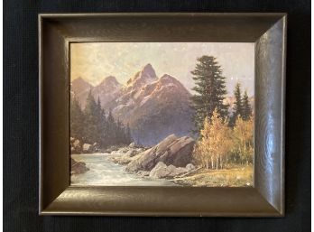 Mountain By Rocky River Print - Signed