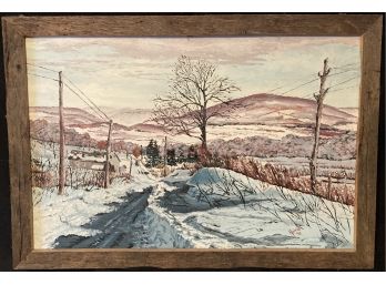 Beautiful Large Winter Scene Oil On Canvas - Merrill 1973