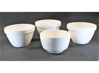 Set Of Three White T.G. Green LTD Pudding Basin's Church Gresley Made In England  & One Small White Bowl - USA
