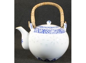 Vintage Asian Porcelain Teapot 'China Rice' Pattern