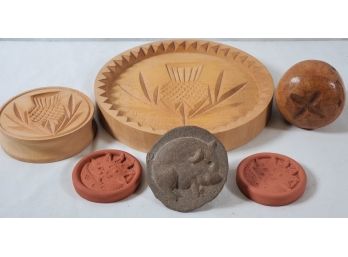 Grouping Of Wood And Pottery Cooking Baking Stamps