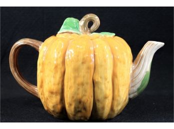 Adorable Hearth And Home Designs Orange Pumpkin Shaped Ceramic Teapot