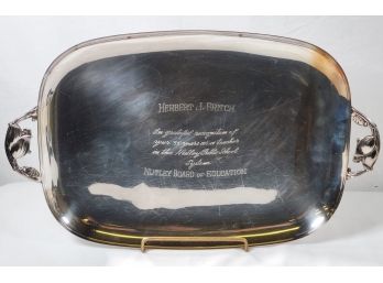 Vintage Sheffield Silver Company Silver Plate 35 Year Inscribed Presentation Platter Nutley, NJ