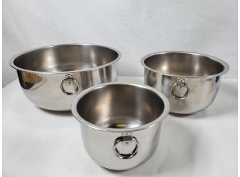Set Of Three Vintage Stainless Steel Nesting Mixing Bowls
