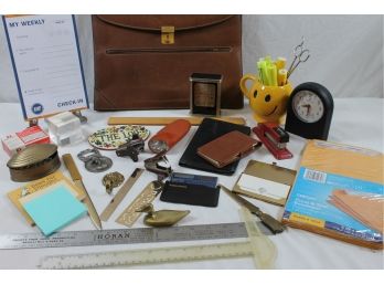 Office Lot Including Lindon Clock, Vintage Letter Openers, Smiley Mug, Brass Items  & More
