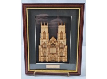 Vintage Professionally Framed & Matted York Minster West Front Cathedral Intricately Carved Wood Art