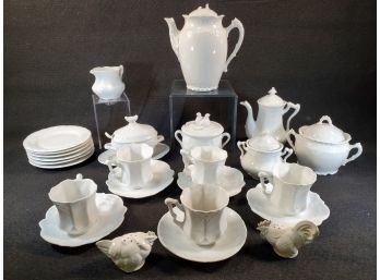 Vintage Dainty White Porcelain Tea / Demitasse Set & More