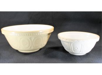 Two Vintage Earthenware Mixing Bowls - Mason Cash & Co. Church Gresley - Made In England