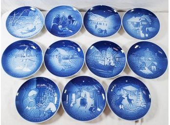 Set Of Eleven B&G Bing & Grondahl Copenhagen Porcelain Annual Christmas Plates 1970-1980
