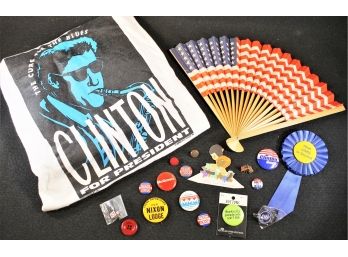 Vintage Political Lot - Clinton, Nixon, McGovern, Ike & More