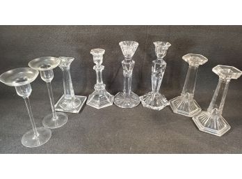 Vintage Crystal & Glass Taper Candlestick Holders
