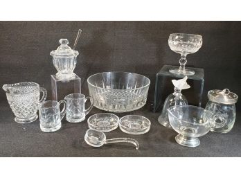 Crystal & Glass Kitchen & Dining Assortment - Lalique Bell, Waterford Bud Vase  & Baccarat Sugar Bowl
