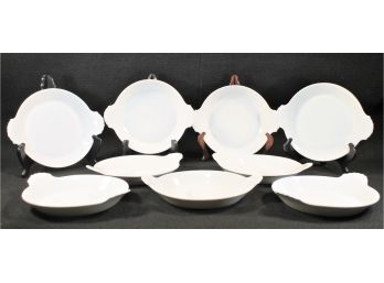 Set Of Nine Vintage Apilco Porcelain Gratin Plates Blanc No. 6