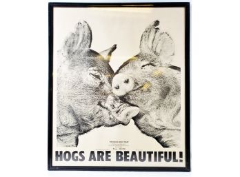 Framed Vintage Palisades Meat Mart Sunset Boulevard Poster -Hogs Are Beautiful