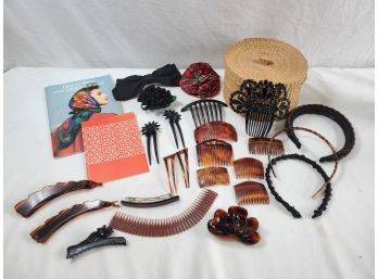 Vintage Hair Combs, Clips, Accessories, Hermes Scarf Booklet And More