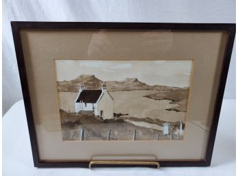 Vintage Professionally Framed, Matted Signed United Kingdom Country Cottage Watercolor