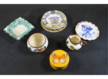 Vintage Collection Of English, Spanish & Mexican Pottery Smalls & Hand Painted Trinket Box India