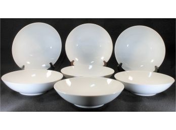 Set Of Seven White Ceramic 8' Pasta Bowls