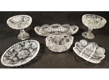 Lovely Vintage & Antique Cut Glass Assortment, Dishes & Bowls