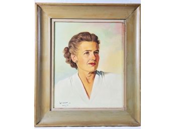 1949 Original Framed Oil Painting - Portrait Of A Woman Signed Cat Eleazar-Cavite City Philippines
