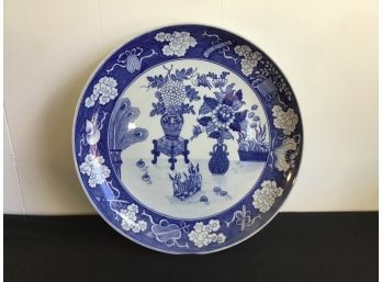 Large Blue White Floral Platter