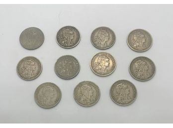 Mixed Foreign Coin Lot Of 11 50 Centavos