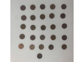 Lot Of 26 Wheat Pennies  Mixed Years 1928-1958