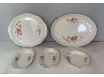 Lot Of Gold Trim Floral Patter - Tray , Plate , Dish