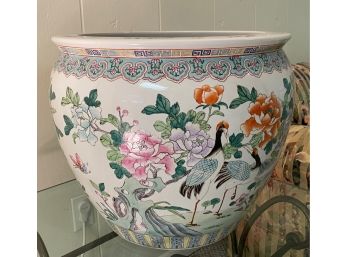 Oriental  Hand Painted Large Fish Bowl