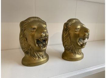 Cast Brass Lion Bookends