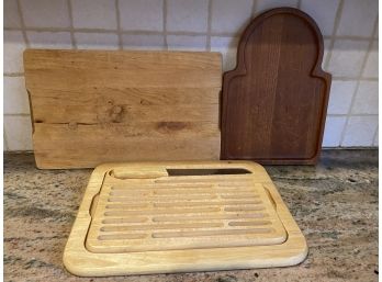 Group Of Wooden Cutting Board And Knife