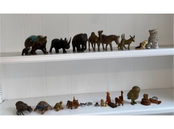 Collection Of Metal/wood/stone Animals Figurine