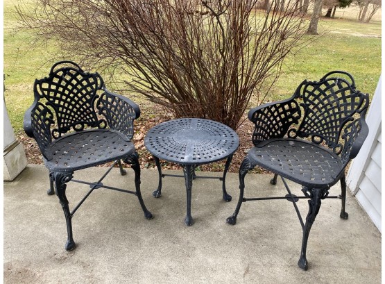 Cast Metal Garden Furniture - Table, 6 Chairs And Cocktail Table
