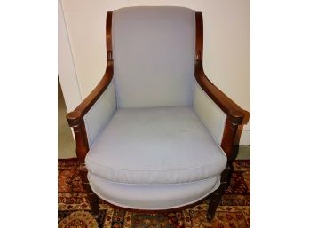 Blue Upholstered And Mahogany Trimmed Arm Chair