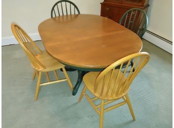 Dining Room Table With Green Painted Base & 4 Chairs