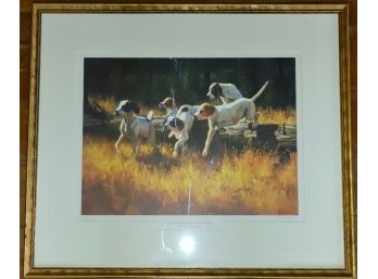Puppies Framed Lithograph, Pencil Sgd. Julie Jeppson