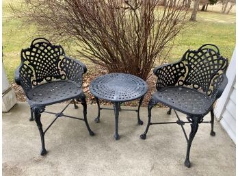 Cast Metal Garden Furniture - Table, 6 Chairs And Cocktail Table