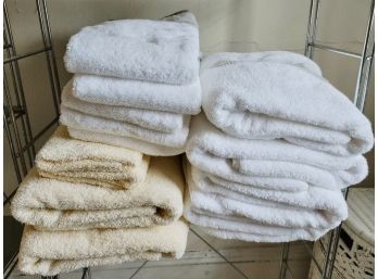 Lot Of White And Pastel Yellow Bath Towels
