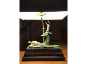 Stag Figural Lamp On Wood Base