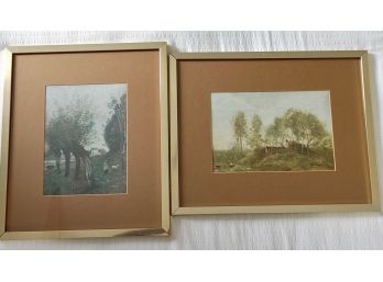 Pair European Prints In Gilt Frames
