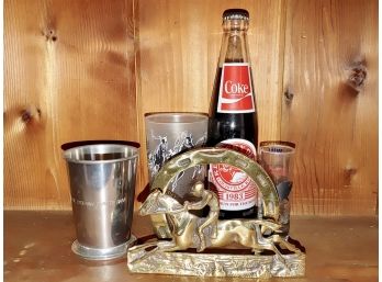 Race Horse Memorabilia Lot - Coke Bottle, Kirk Steiff Cup