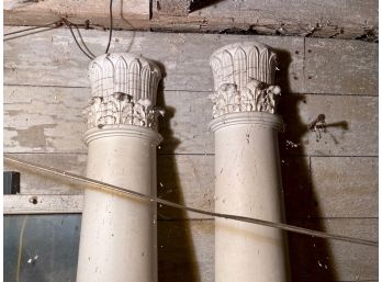 Two Corinthian White Painted Columns