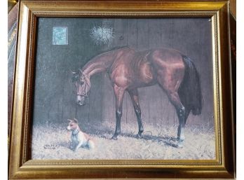 Framed Print Of Horse And A Terrier